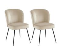 PASCAL MORABITO Vente-Unique - Lot de 2 chaises en Velours et métal - Beige - POLPONA - Salle à Manger