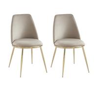 PASCAL MORABITO Vente-Unique - Lot de 2 chaises en Velours et métal doré - Beige - NEBINA - Salle à Manger
