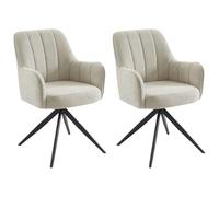 PASCAL MORABITO Vente-Unique - Lot de 2 chaises pivotantes avec accoudoirs en Tissu et métal Noir - Créme - LEJINA - Salle à Manger