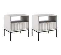 PASCAL MORABITO Vente-Unique - Lot de 2 Tables de Chevet 1 tiroir et 1 Niche - Gris - LIOUBA
