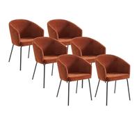 PASCAL MORABITO Vente-Unique - Lot de 6 chaises avec accoudoirs en Tissu et métal - Terracotta - Moroni - Salle à Manger