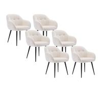 PASCAL MORABITO Vente-Unique - Lot de 6 chaises avec accoudoirs en Tissu texturé et métal Noir - Créme - LASSANDRA - Salle à Manger