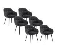 PASCAL MORABITO Vente-Unique - Lot de 6 chaises avec accoudoirs en Tissu texturé et métal - Noir - LASSANDRA - Salle à Manger