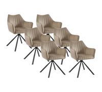 PASCAL MORABITO Vente-Unique - Lot de 6 chaises avec accoudoirs en Velours et métal - Beige - IZIALI - Salle à Manger