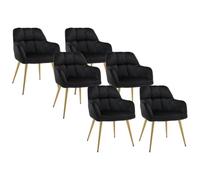 PASCAL MORABITO Vente-Unique - Lot de 6 chaises avec accoudoirs en Velours et métal doré - Noir - PEGA - Salle à Manger