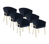 PASCAL MORABITO Vente-Unique - Lot de 6 chaises avec accoudoirs en Velours et métal doré - Noir - ZAOVA - Salle à Manger