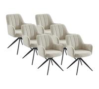 PASCAL MORABITO Vente-Unique - Lot de 6 chaises pivotantes avec accoudoirs en Tissu et métal Noir - Créme - LEJINA - Salle à Manger