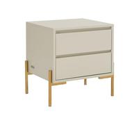 PASCAL MORABITO Vente-Unique - Table de Chevet 2 tiroirs - MDF et métal - Beige et doré - KORASA