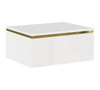 PASCAL MORABITO Vente-Unique - Table de Chevet Suspendue avec 1 tiroir - Blanc Brillant et doré - VUKIA