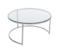 PASCAL MORABITO Vente-Unique - Tables Basses gigognes en Verre trempé et Acier Inoxydable - Argenté - MAEVANE II
