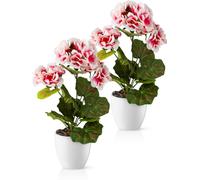PASCH® Géraniums artificiels dans un pot en céramique brillante | Fleurs artificielles en pot | Fleurs artificielles comme de vraies | Fausses fleurs | Fleurs artificielles comme de vraies (Beauté, 2