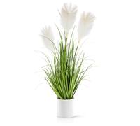 PASCH Herbe artificielle Pampas XL dans un pot en céramique blanche (80 cm) - Herbe artificielle décorative - Herbe artificielle - Grande plante artificielle - Plantes artificielles comme de vraies