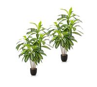 PASCH® Lot de 2 grands palmiers artificiels - 120 cm - Durables et fidèles à la nature - Grandes plantes artificielles réalistes - Palmier artificiel pour une ambiance naturelle