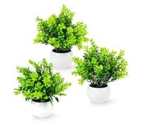PASCH® Lot de 3 plantes artificielles comme de vraies (18 cm) dans des pots en céramique blancs | Petites plantes artificielles en pot | Plantes artificielles en pot | Mini fausses plantes en pot |