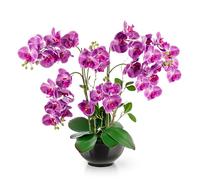 PASCH® Orchidée artificielle XXL Grande (56 cm) dans un pot en céramique brillante | Orchidées artificielles en pot | Fleurs artificielles comme de vraies (violet)