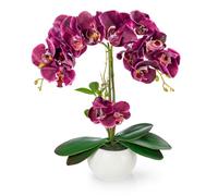 PASCH® Orchidées artificielles dans un pot en céramique brillante (40 cm) | Fleurs artificielles en pot | Fleurs artificielles comme de vraies | Orchidées artificielles en pot | Fleurs artificielles