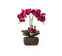 PASCH® Orchidées artificielles dans un pot Urban Stone (40 cm) - Fleurs artificielles au toucher réel dans un pot - Fleurs artificielles réalistes comme de vraies - Orchidées artificielles en pot