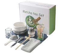 Pasdrucn 10Pcs Ensemble Bol à Whisky Matcha, Matcha Whisk Set Matcha Bowl, Service à Thé Japonais, Set Fouet à Matcha, Bol à Matcha en Bambou, Support De Fouet à Matcha Kit (Noir)