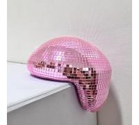 Pasdrucn 20x20x16cm Décoration De Boule Disco Fondue, Petite Boule Disco pour Enfants, Décoration De Boules Disco, Disco Miroir Citrouille, Décoration Fondante en Forme De Boule Disco (Rose)
