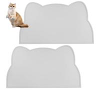 Pasdrucn 2Pcs Tapis Gamelle Chien Et Chat, Tapis pour Gamelle Chien, Tapis Gamelle Chat Et Chien, Tapis Chat Gamelle, Tapis pour Chat, Tapis Silicone Bol Antidérapant Tapis De Nourriture (Gris)
