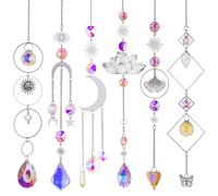 Pasdrucn 6 Pcs Fenêtre Décor,Suspendu Suncatcher Pendentif en Cristal,Suspendu Attrape Soleil en Cristal Coloré Capteur,Arc-en-Ciel Suncatcher Pendentif,Sun Catcher pour Fenêtres Jardin (Argent)