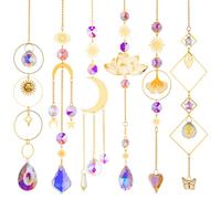 Pasdrucn 6 Pcs Fenêtre Décor,Suspendu Suncatcher Pendentif en Cristal,Suspendu Attrape Soleil en Cristal Coloré Capteur,Arc-en-Ciel Suncatcher Pendentif,Sun Catcher pour Fenêtres Jardin (Or)