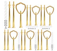 Pasdrucn 6 Sets Presentoir à Gâteaux, Support Gateau Présentoir à Macarons, Porte Gateau Alliage De Zinc, 3 Étages Ensembles Tiges pour Stand à Gâteaux, Poignée Support D'Assiettes (Or)