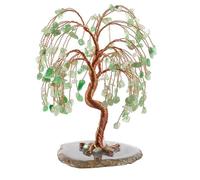 Pasdrucn Arbre De Vie Pierre Naturelle, Accessoires De Décoration Intérieure, Arbre De Vie Decoration, Arbre Cristal Sept Chakra Gemme Feng Shui Figurine Argent Bonsaï (Vert)