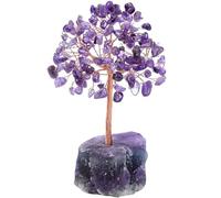 Pasdrucn Arbre De Vie Pierre Naturelle, Arbre De Vie Decoration, Accessoires De Décoration Intérieure, Arbre Cristal Sept Chakra Gemme Feng Shui Figurine Argent Bonsaï (Améthyste)