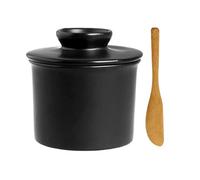Pasdrucn Beurrier à Eau, Beurrier Porcelaine, Boite Beurre Avec Couteau à Beurre, Mesa Beurrier Ceramique, Boîte à Beurre Avec Ligne D'Eau, Pot A Beurre Français, Beurre Pot En Porcelaine (Noir)