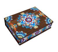 Pasdrucn Boîte à Bijoux Avec Peinture Au Diamant DIY, Coffret à Bijoux Mandala Classique Avec Peinture Au Diamant, Boîte De Rangement En Bois Pour Bijoux Avec Peinture Au Diamant DIY Pour (Paquet 1)