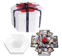 Pasdrucn Boite Photo, Boîte Surprise Explosion DIY Mémoire Box, Boite Cadeau Anniversaire Explosion Box, Boite Cadeau Creative Surprise, Anniversaire Explosion Box pour Noël, Anniversaire (Blanc)