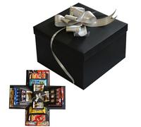 Pasdrucn Boîte surprise avec ruban adhésif et ruban, boîte cadeau créative à 6 couches, boîte cadeau faite à la main pour la Saint-Valentin, un anniversaire, un anniversaire de mariage (noir)