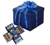 Pasdrucn Boîte surprise avec ruban adhésif et ruban, boîte cadeau créative à 6 couches, boîte cadeau faite à la main pour la Saint-Valentin, un anniversaire, un anniversaire de mariage (bleu)