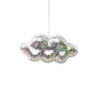 Pasdrucn Boule disco à suspendre en forme de nuage, avec chaîne en métal de 40 cm, boule disco pour enfants, boule disco pour enfants, boule de miroir, décoration de nuages (argenté)