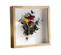Pasdrucn Cadre Photo Blanc 20x20 Cm, Cadre Photo Souvenirs Profond De 5 Cm, Cadre D'objet 3D en Bois, Cadre Photo Profond à Remplir (Les Fleurs Ne sont Pas Incluses dans Le Cadre Photo) (Bois)