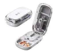 Pasdrucn Coupe Comprimé En 2 Et En 4, Coupe Cachet Pour Pilules Multiples, Coupe Medicaments En 2 En 4, Broyeur Medicament, Ecrase Medicament, Pilulier Voyage, Boite Medicaments Rangement (Gris)