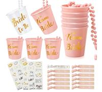 Pasdrucn Enterrement De Vie De Jeune Fille, Team Bride Cup, Gobelets JGA à Suspendre, Verres à Liqueur avec Chaîne, EVJF Accessoire, Echarpe Future Mariée pour Echarpe, Deguisement, Bracelet