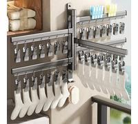 Pasdrucn Etendoir Linge Interieur, Étendoir Chaussettes avec 28/35 Pinces, Fixation Murale Sechoir A Linge Pliable, Etendoir Linge Interieur Mural, Etendoir Mural Rabattable (35 extraits)