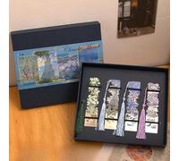 Pasdrucn Marque-page En Métal Avec Boîte Cadeau, Marque-page En Métal Avec Frange, Marque-page Creux Au Thème Peinture à L'Huile Van Gogh/Monet, Marque-page Rétro Pour Femmes (Monet)