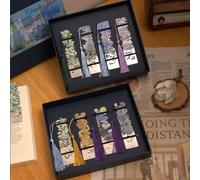 Pasdrucn Marque-page En Métal Avec Boîte Cadeau, Marque-page En Métal Avec Frange, Marque-page Creux Au Thème Peinture à L'Huile Van Gogh/Monet, Marque-page Rétro Pour Femmes (Van Gogh+Monet)