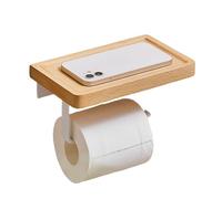 Pasdrucn Porte Papier Toilette Mural En Bois Avec Colle Et Vis, Support Papier Toilette Avec Etagere, Derouleur Papier Toilette Murale Acier Inoxydable, Porte Rouleau Papier Toilette (A,Blanc)