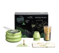 Pasdrucn Service à Thé Japonais, Matcha Whisk Set Matcha Bowl, Support De Fouet à Matcha Kit, Set Fouet à Matcha, Ensemble De Fouet à Matcha, Ensemble Bol à Whisky Matcha (Vert)