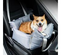 Pasdrucn Siège Auto pour Chien 55x50x30cm pour Petits/Moyens Chiens, Lit pour Chien De Voiture avec Laisse De Sécurité, Lit De Chien pour Voiture, Siège Douillet pour Chiots (Gris)