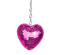 Pasdrucn Sphère Disco à Coeur Brillant avec Chaîne en Métal De 40 Cm, Boule à Facettes en Forme De Cœur, Boule Disco en Forme De Coeur Argenté/Rose Rouge/Or Rose (Rose,10cm)