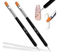 PASDUCHAS Lot de 2 pinceaux français pour ongles avec outil de pointillage, pinceau de manucure à 2 voies, taille #14