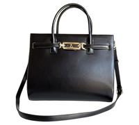 PashBAG Sac à main et à bandoulière Atelier du Sac en cuir synthétique noir avec fermeture éclair. Élégant et polyvalent, il mesure 32 x 25 cm et est équipé d'une bandoulière réglable.