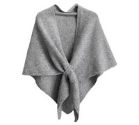Pashmina Châle triangulaire pour femme - Poncho tricoté doux - Cape écharpe chaude de couleur unie - Cache-cou confortable pour l'hiver et l'automne - Cadeau de voyage, fête, usage quotidien, gris
