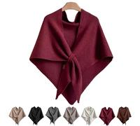 Pashmina Shawl Wraps for Women, Women's Solid Color Knitted Wool Shawl for All Seasons, Wool Cashmere Sweater Scarf (Red)
