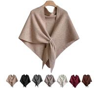 Pashmina Shawl Wraps for Women, Women's Solid Color Knitted Wool Shawl for All Seasons, Wool Cashmere Sweater Scarf (Beige)